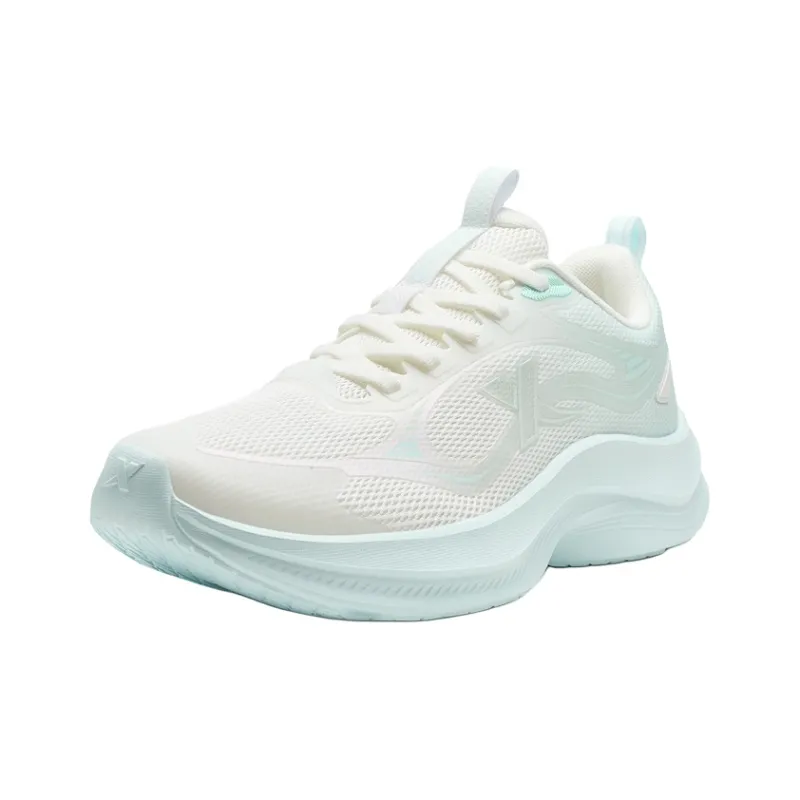 XTEP Feather Breathable Lightweight Rebound Low Top Casual City Commute Running Shoes Women's Sail White Misty Blue-1