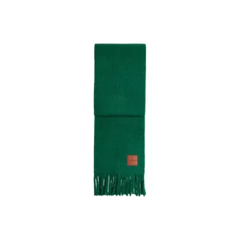 COACH Alpaca, Polyamide, Leather Knit Scarves Unisex Green