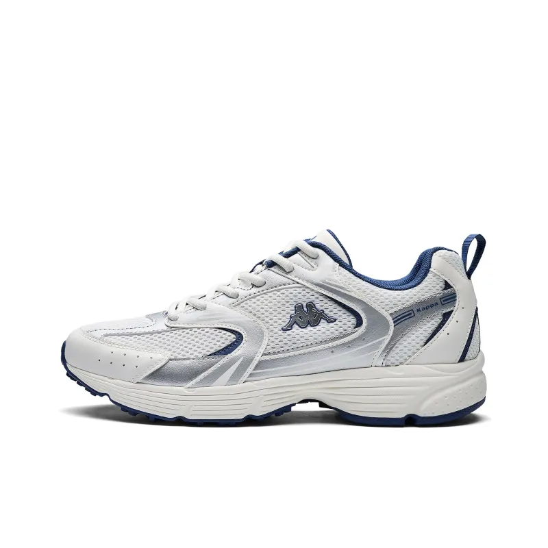 Kappa Cushioning, Wear Resistant Low Top Running Shoes Unisex White Silver-0