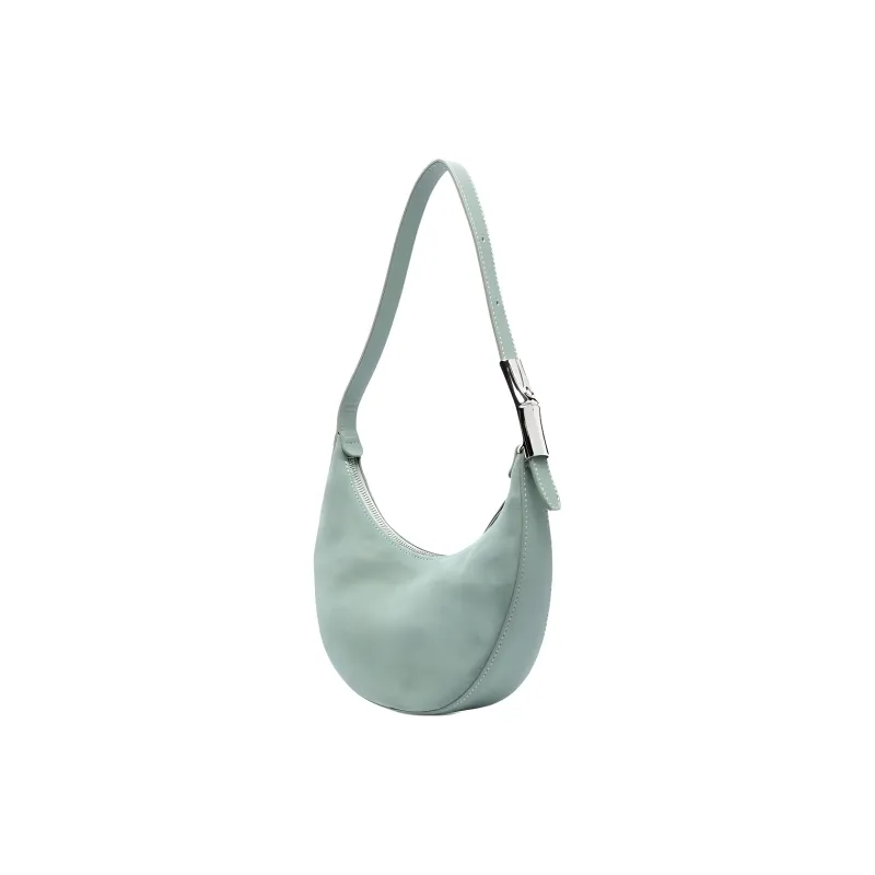 LONGCHAMP Roseau Essential Suede Cow Leather Shoulder Bag, Hobo Bag, Handbag Trumpets Women's Green-1