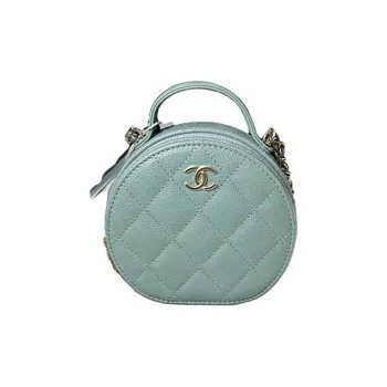 CHANEL 22c Early Spring Grain Cow Leather Round Bag, Shoulder Bag, Crossbody Bag, Handbag Women's Green