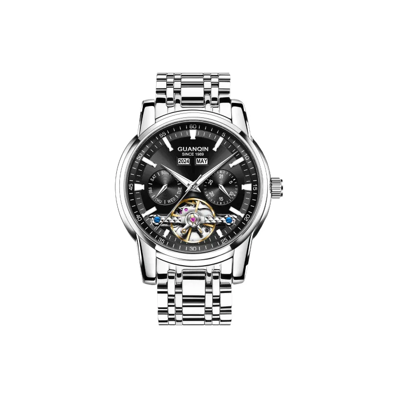 GUANQIN Mechanical Movement Stainless Steel Watchband Watch Men's Watches Gray Dial-16