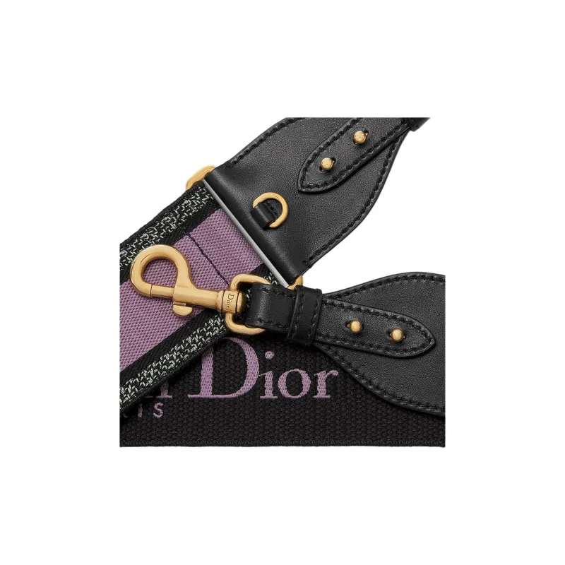 DIOR Cotton Bag Strap Women's Black & Lavender-2