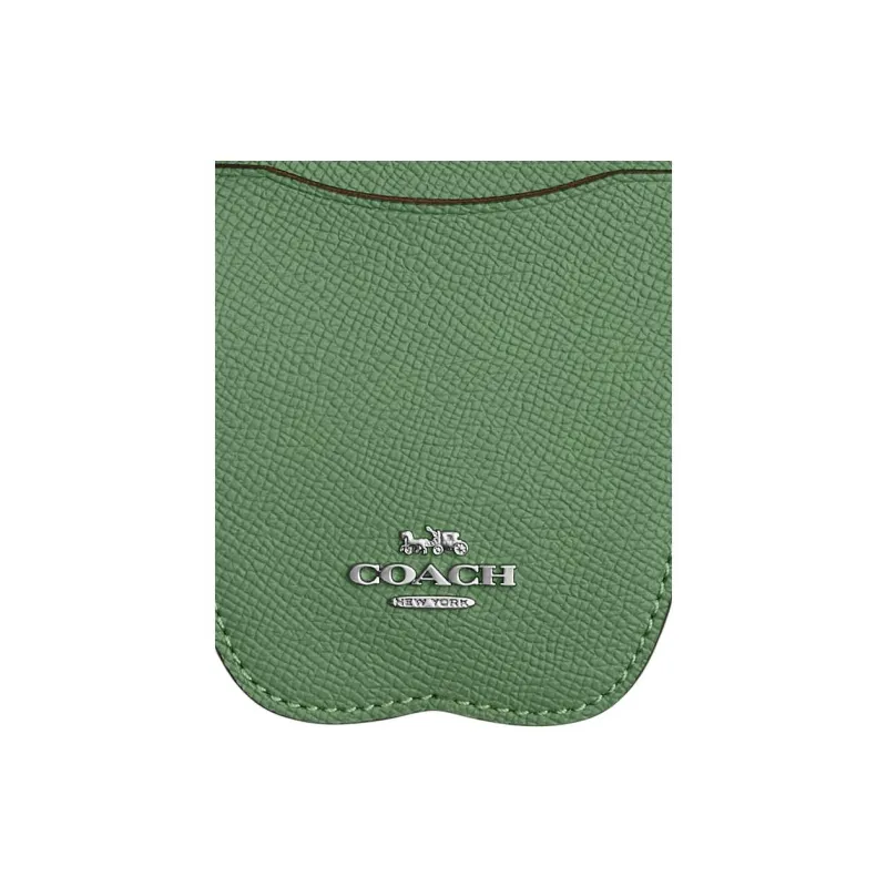 COACH Lanyard Cross Grain Leather Card Holder Unisex Green-2