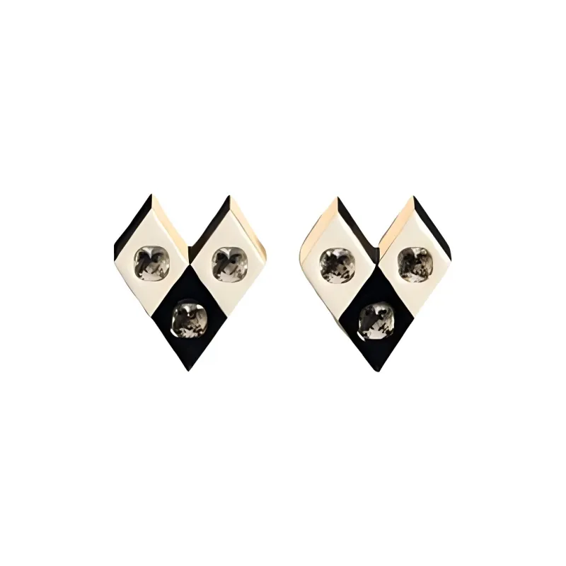 Valentino Metal Clip On Earrings Women's Black White-0