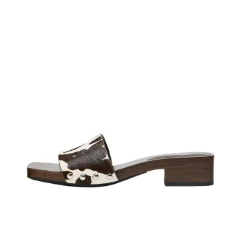 ZARA PVC Plastic Slip Resistant Slide Slippers Women's Brown White