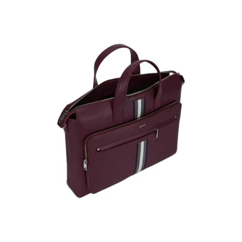 BALLY Cow Leather Briefcase Tubas Men's Burgundy-3