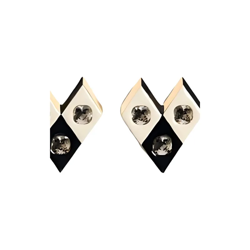 Valentino Metal Clip On Earrings Women's Black White-2