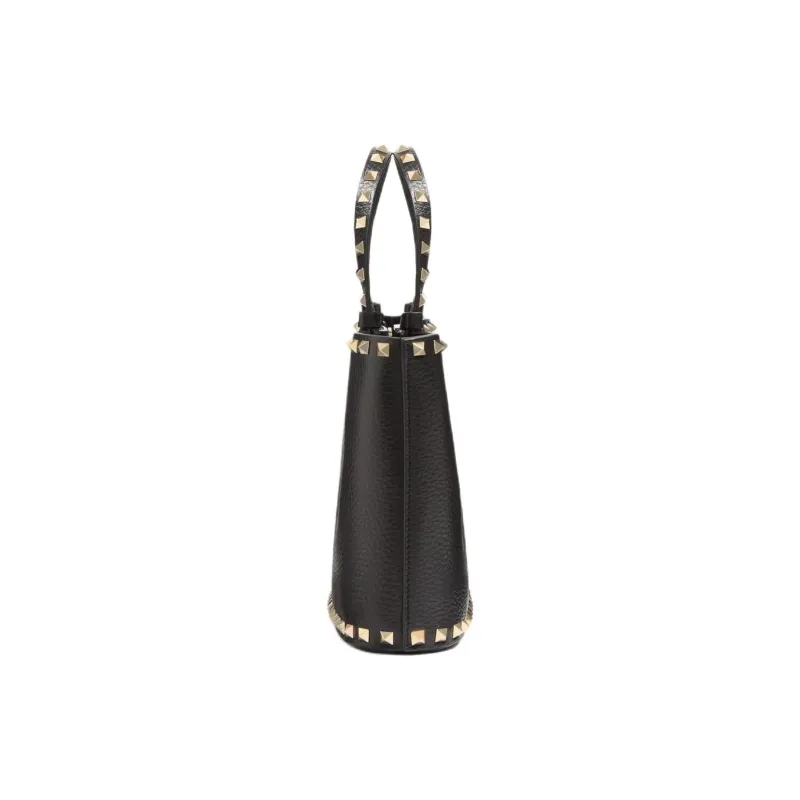 Valentino GARAVANI Cow Leather Tote Bag, Shopping Bag, Handbag Trumpets Women's Black-4