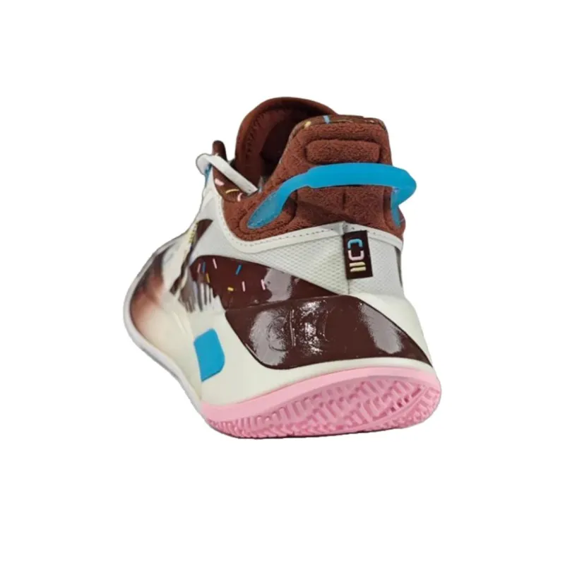 LiNing CJ 2 Donut Cushioning Lightweight Rebound Low Top Basketball Shoes Men's White Brown-2