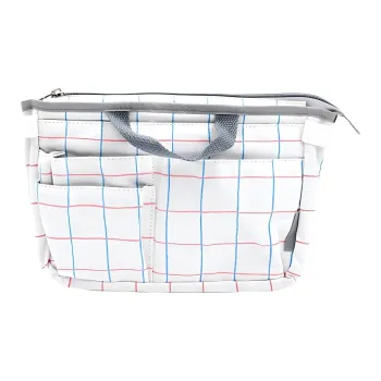 KOKUYO Polyester Makeup Bag Storage Bag Medium Size Women's Blue Red/Gray