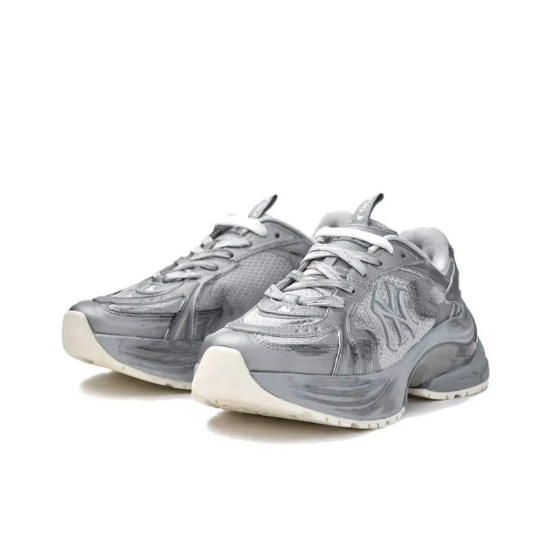 MLB New York Yankees Abrasion Resistant Low Top Casual Running Shoes Unisex Silver-2