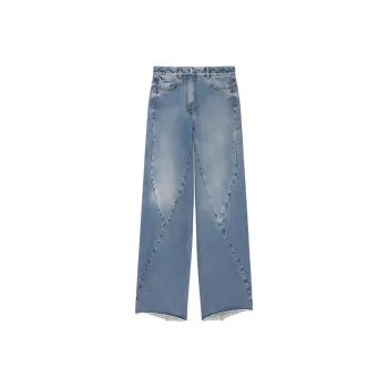 Givenchy Wide Pants With Stitching Details Com 'Medium Blue'