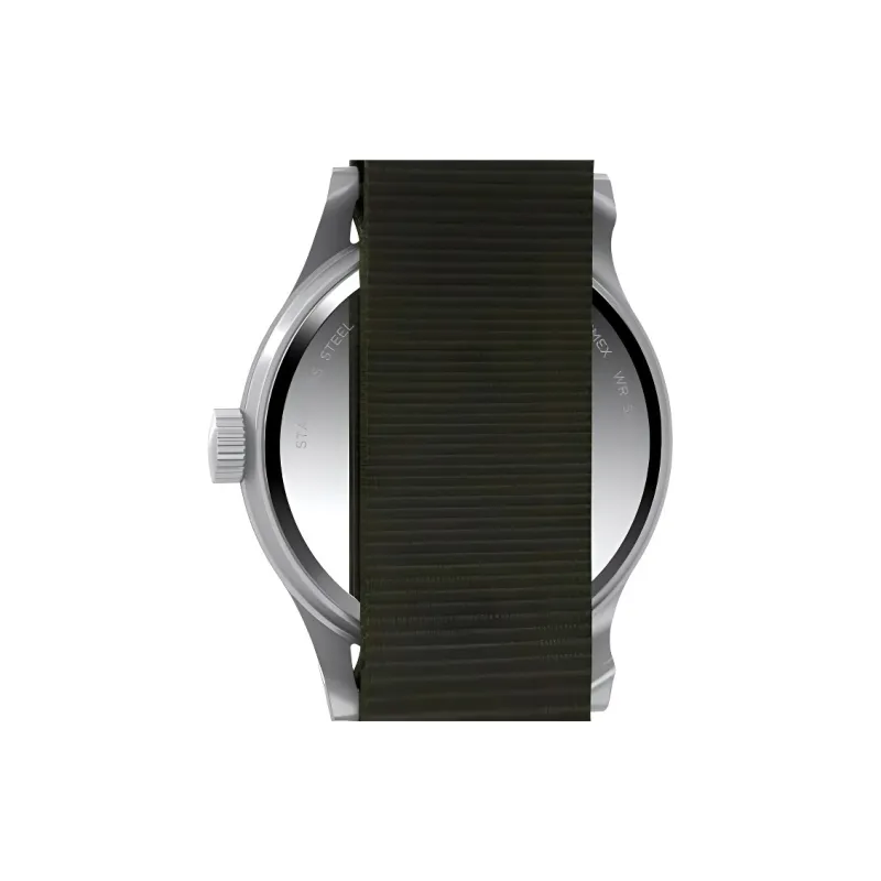 TIMEX Wrist Watch Manual Mechanical Movement Recycled Material Strap 36mm Black Dial Unisex-4