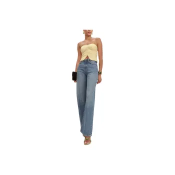 REFORMATION Maisie Linen Top Strapless Top Women's