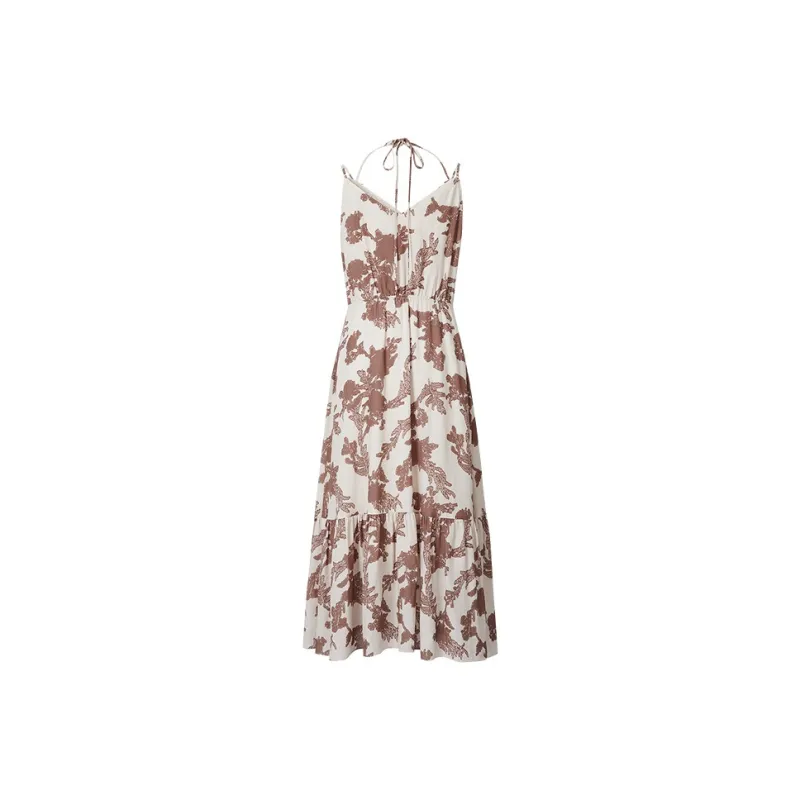 Hopeshow Slip Dresses Women's Coffee Floral 622-1
