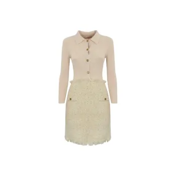 TWINSET MILANO Long Sleeved Dress Women's Beige