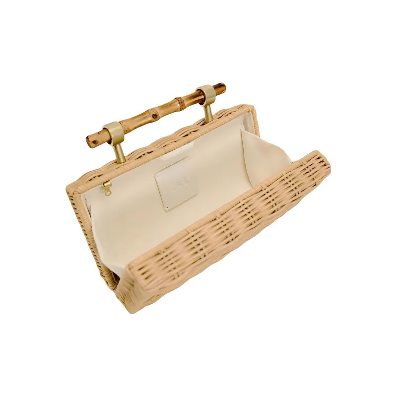 ZARA Rattan One Shoulder Box Handbag Trumpets Women's Natural Color-5