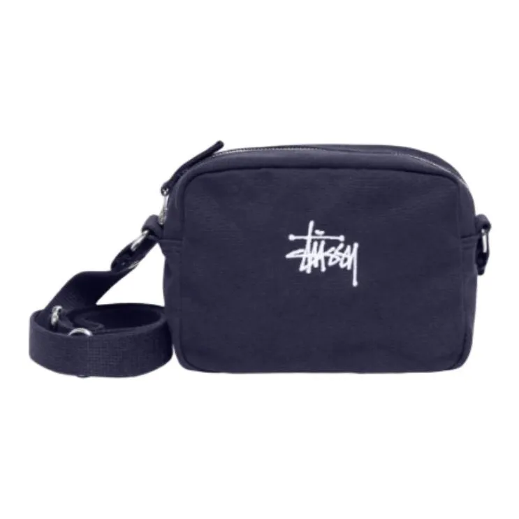 Stussy Cotton Shoulder Bag, Crossbody Bag Unisex Marine Blue-0