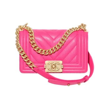 CHANEL Leboy Caviar Calfskin Flap Bag, Shoulder Bag, Crossbody Bag Trumpets Women's Peach Pink