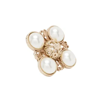 CHANEL Metal, Pearl Rings Women's Gold