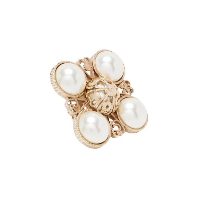 CHANEL Metal, Pearl Rings Women's Gold-0