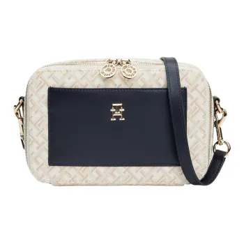 Tommy Hilfiger Polyester Camera Bag, Shoulder Bag Women's Beige & Black