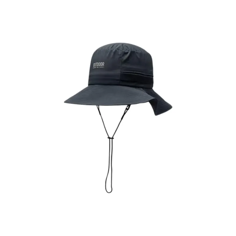 Anta Outdoor Collection Nylon Elastane Micro Wrinkle Fabric Bucket Hats Unisex Navy Gray Blue-0