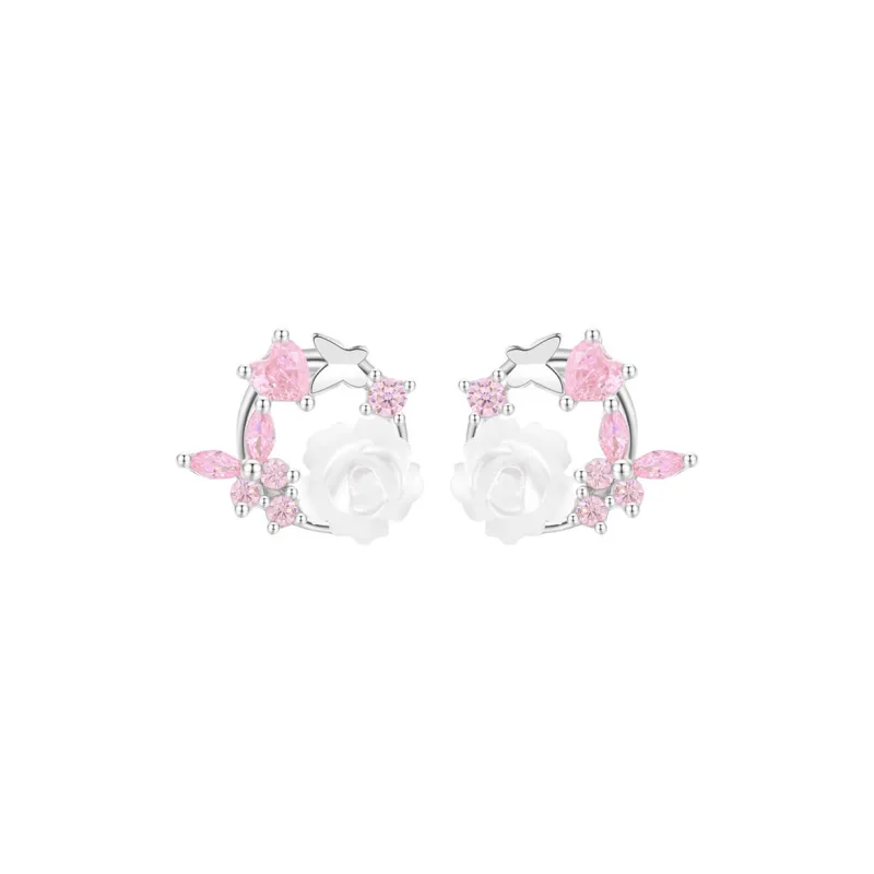 MOLADY S925 Silver Stud Earrings Women's-0