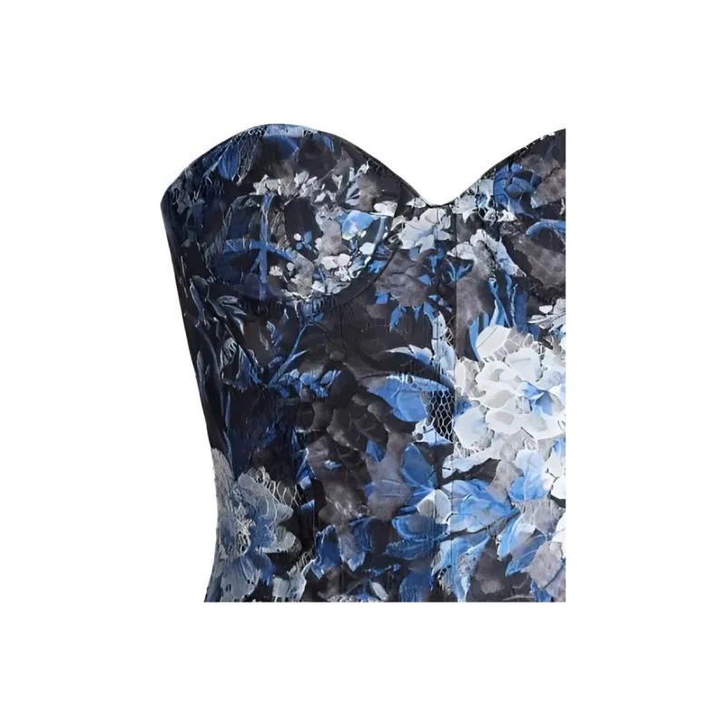 Polo Ralph Lauren June Floral Lace Strapless Blouse Strapless Top Women's Dark Blue-4