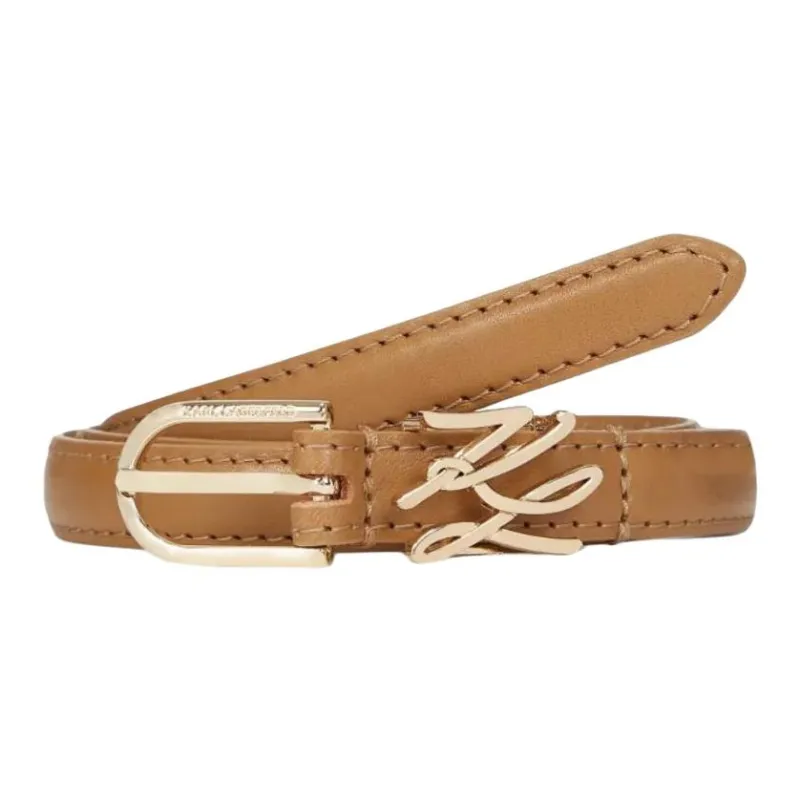 KARL LAGERFELD Calfskin Leather Belts Women's Umber -0