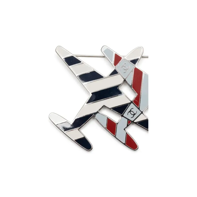 CHANEL Silver Plated Brooches Women's Marine Blue-2