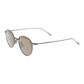 Maui Jim Titanium Round Sunglasses Unisex Silver Gray
