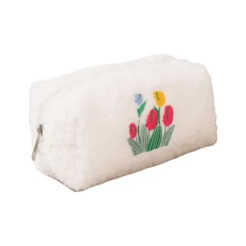 ZHIYIN White Floral Large Capacity Travel Toiletry Bag For Skincare Storage Portable Women's Make up Tools