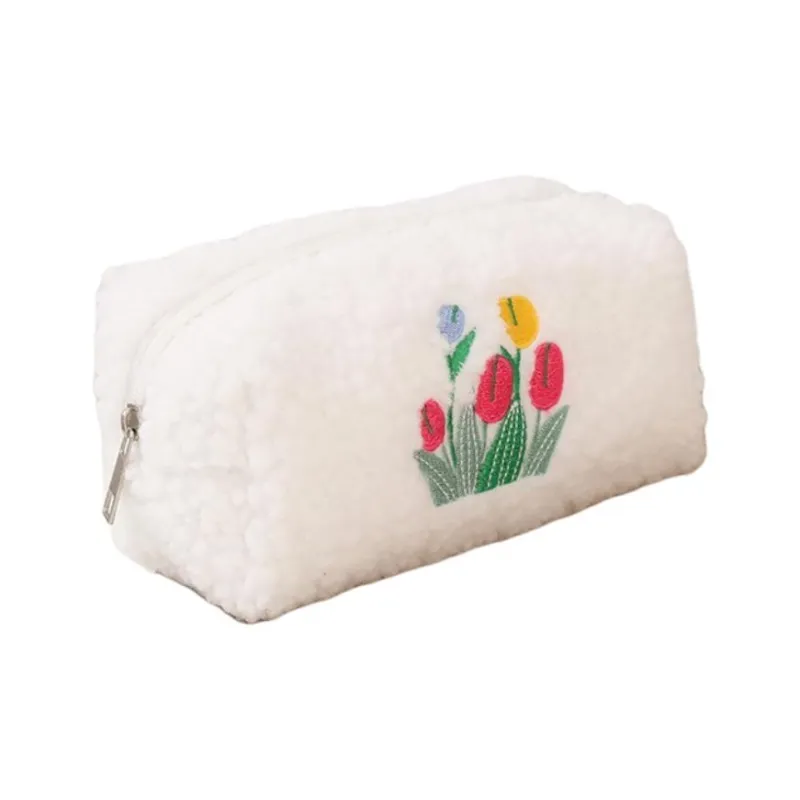 ZHIYIN White Floral Large Capacity Travel Toiletry Bag For Skincare Storage Portable Women's Make up Tools-0