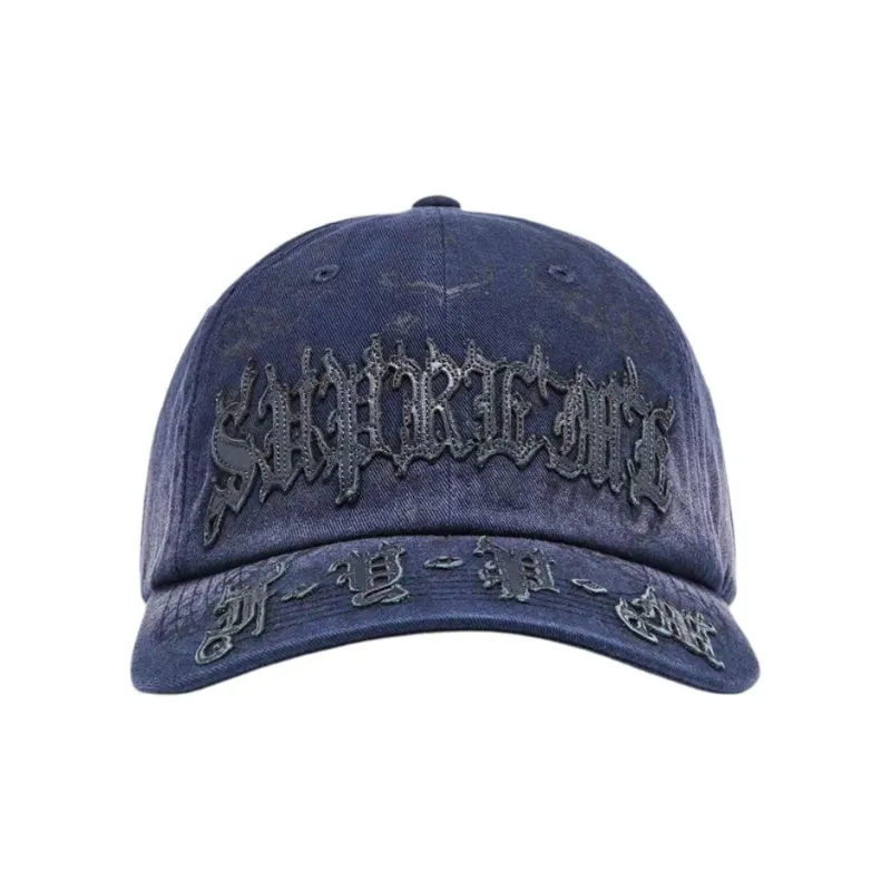 Supreme Leather Baseball Caps Unisex Marine Blue-0