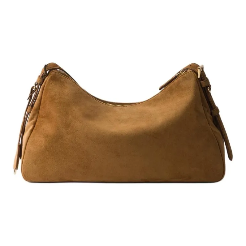 PRADA Cow Leather Shoulder Bag Tubas Women's Brown-3