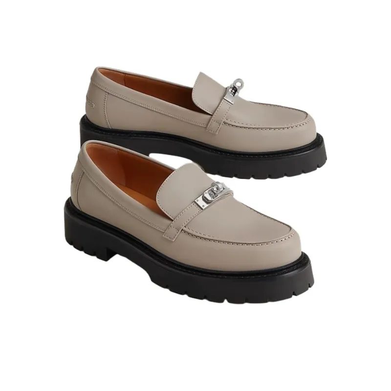 HERMES Icone Loafers 3cm Women's Taupe-2