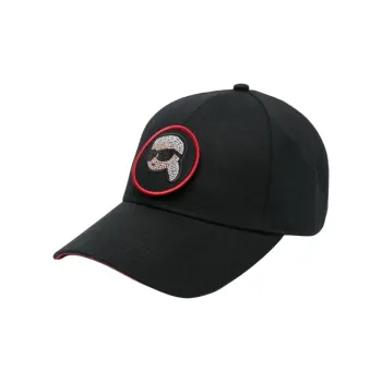 KARL LAGERFELD Polyester, Cotton, Recycled Cotton, Rhinestone Baseball Caps Women's Black