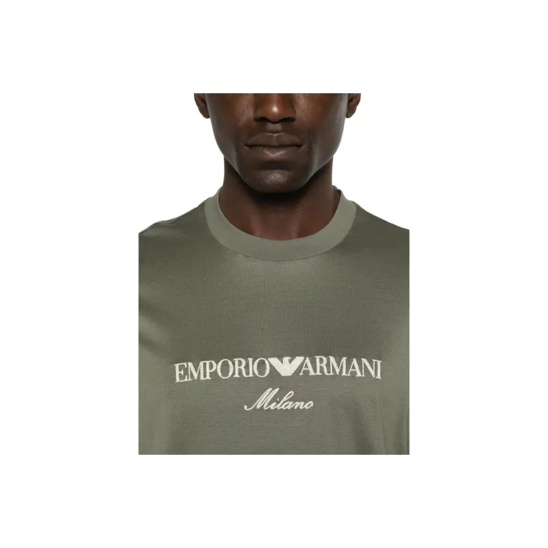 EMPORIO ARMANI Logo embroidered T shirt-3