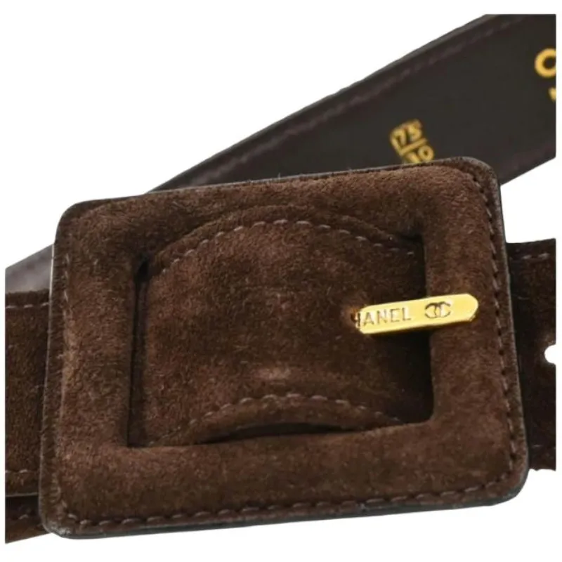 CHANEL Suede Belt Unisex Chocolate 2CM-3