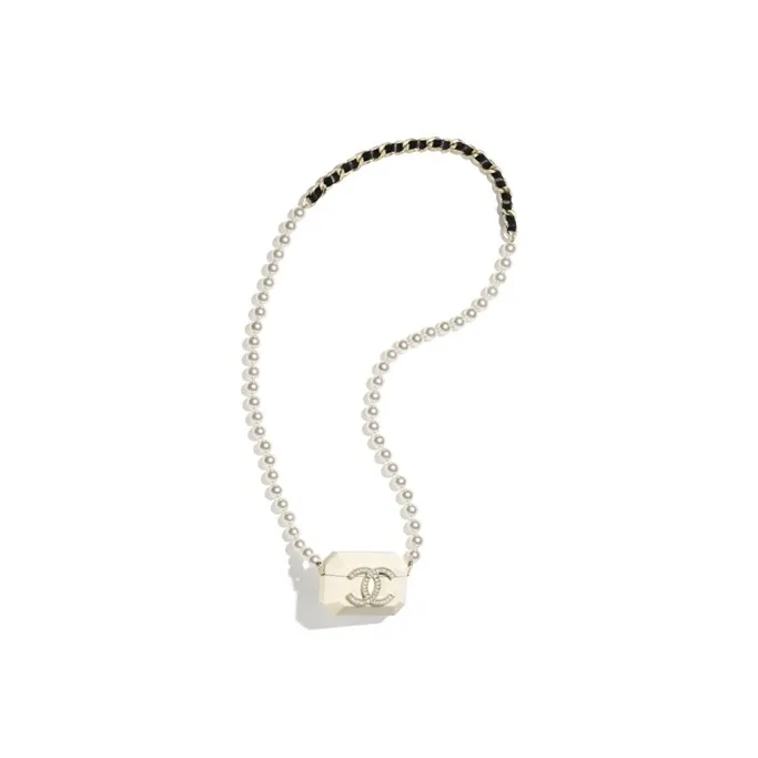 CHANEL Lambskin Earphone Case Women's White-0