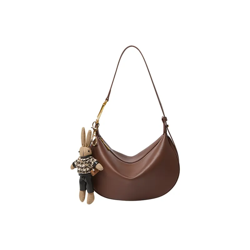 Narandu Split Cow Leather Dumpling Bag Crescent Bag Crossbody Bag Shoulder Bag Regular Women's Cream Apricot-0