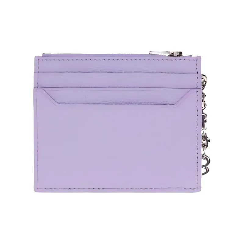 LOEWE Anagram Square Chain Zip Closure Coin Card Holder Women's Purple-1