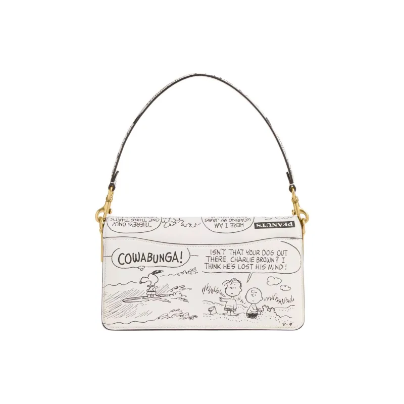 COACH PEANUTS Snoopy, Collaboration Tabby Leather Portable Crossbody Bag, Shoulder Bag Medium Size Women's Chalk White-2