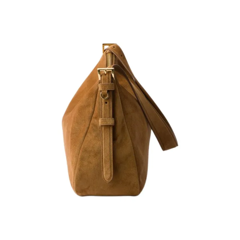 PRADA Cow Leather Shoulder Bag Tubas Women's Brown-2