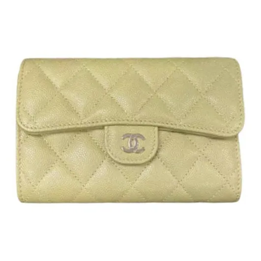 CHANEL Classic Flap CF Calfskin Coin Purse Wallet Women's Dark Yellow-0