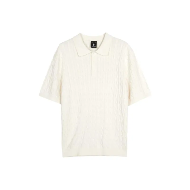 Skechers Polo Shirt Unisex Cream Beige White-0