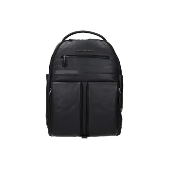 PIQUADRO Leather Backpack Men's Black