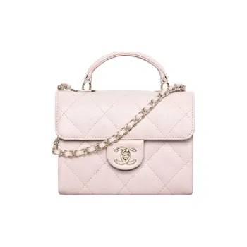 CHANEL Diamond Pattern One Shoulder Handbag Mini Women's Pink